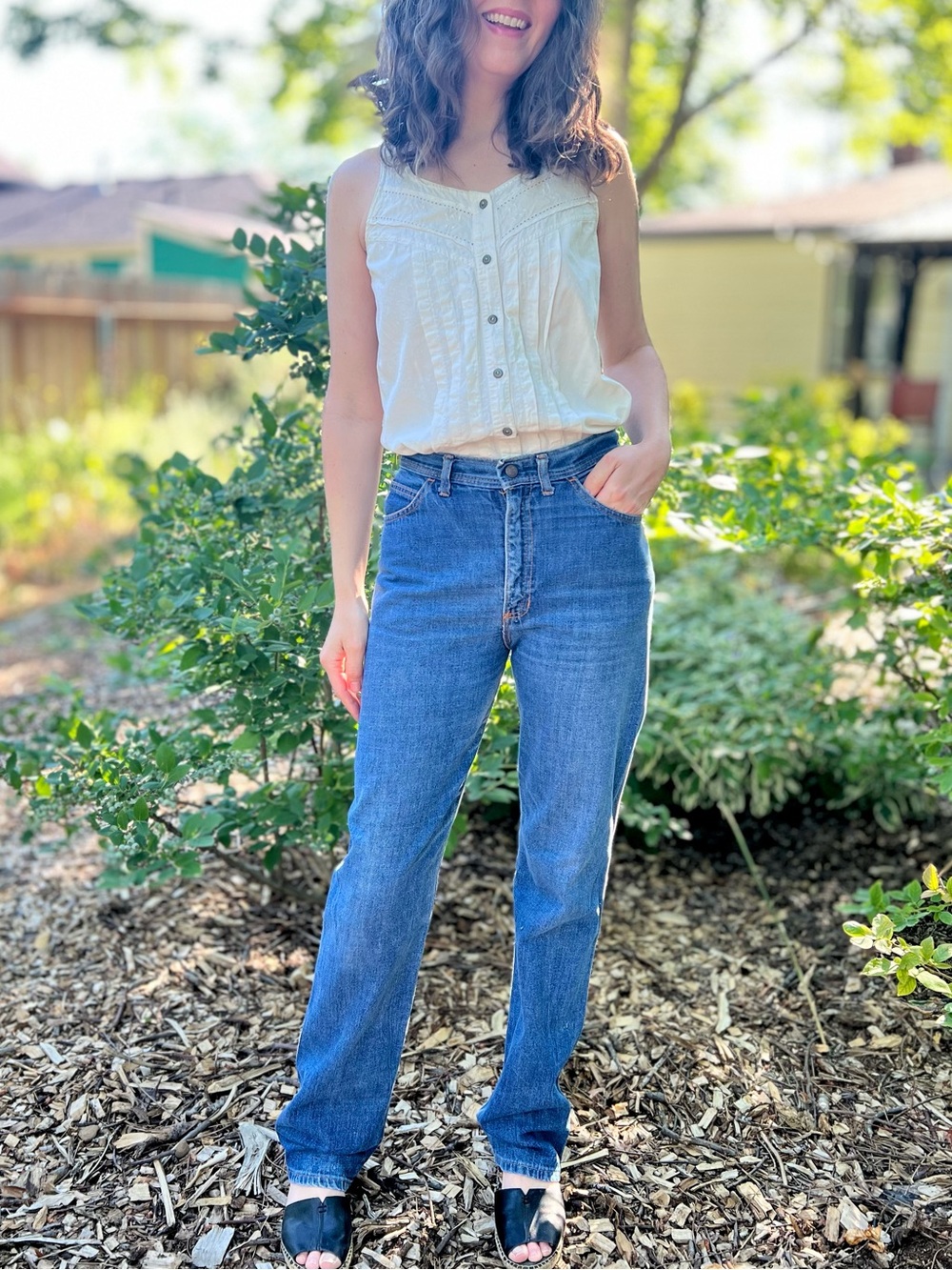 70s Vintage Blue Jeans, XS High Rise Denim